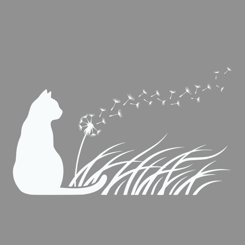 Cat and Dandelion Silhouette Art Design Product