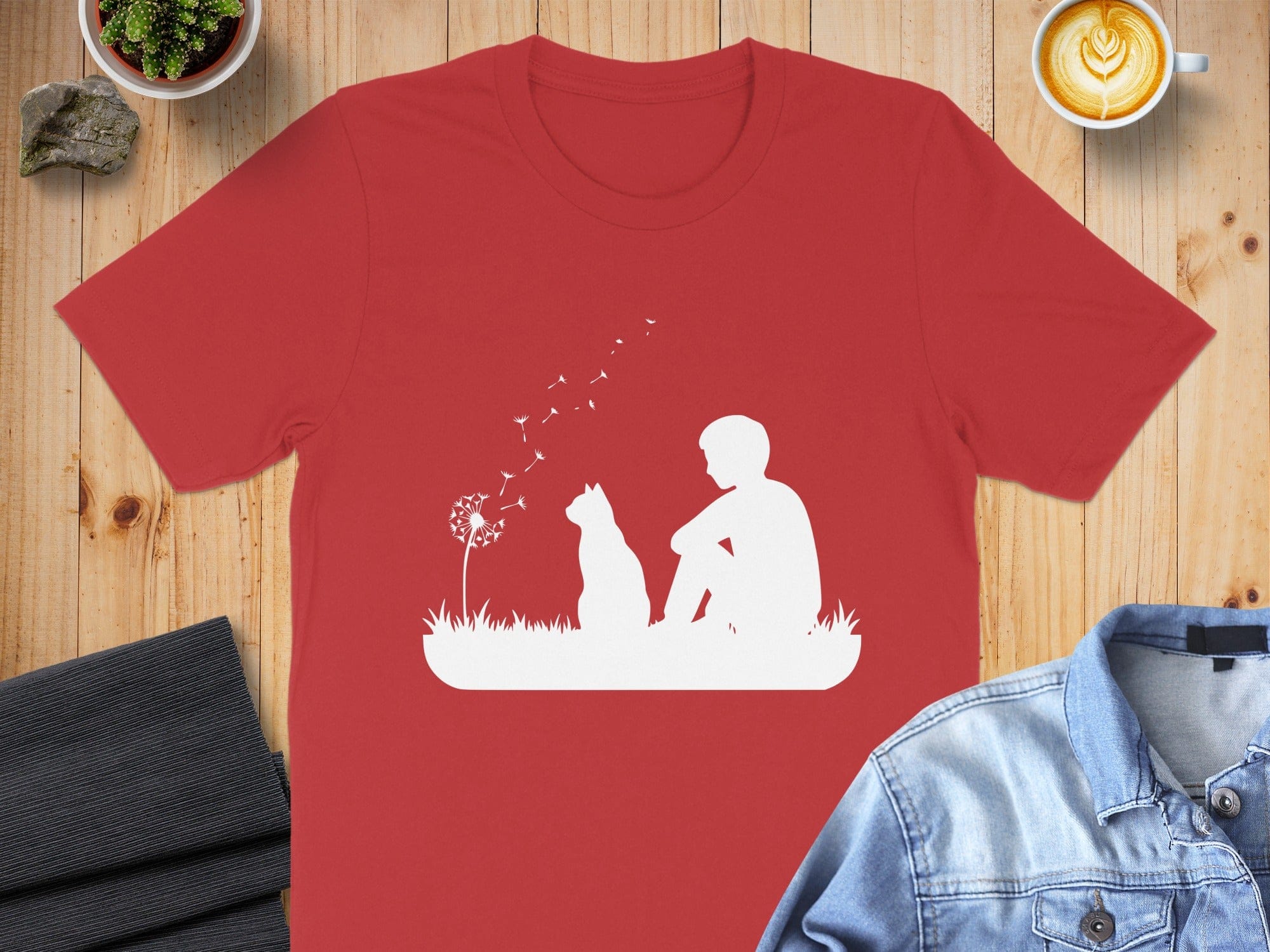 Boy and Dog Silhouette Sitting Together T-shirt