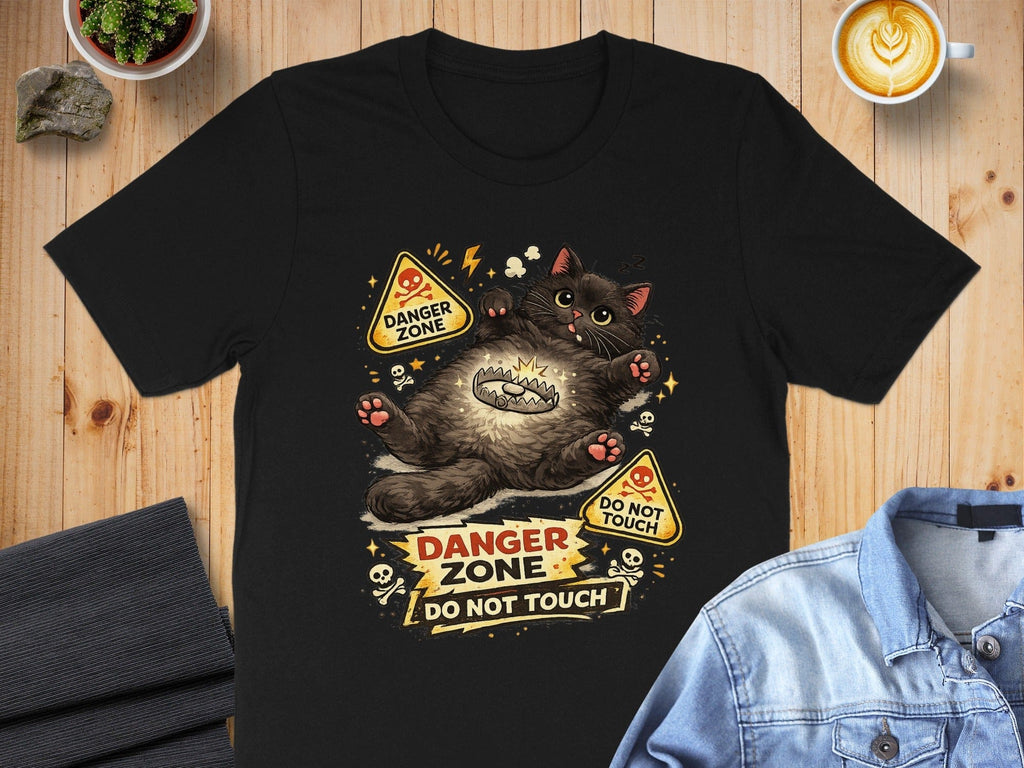Cute Black Cat Danger Zone Do Not Touch T-Shirt