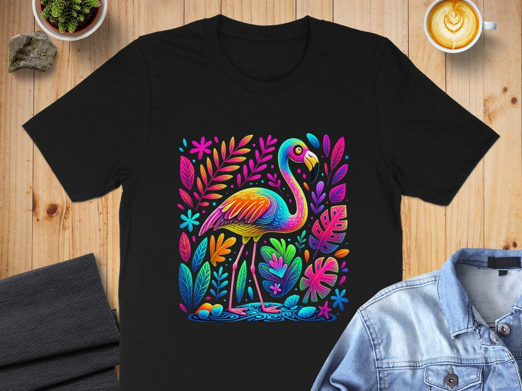 Colorful Flamingo Abstract Art Graphic T-Shirt