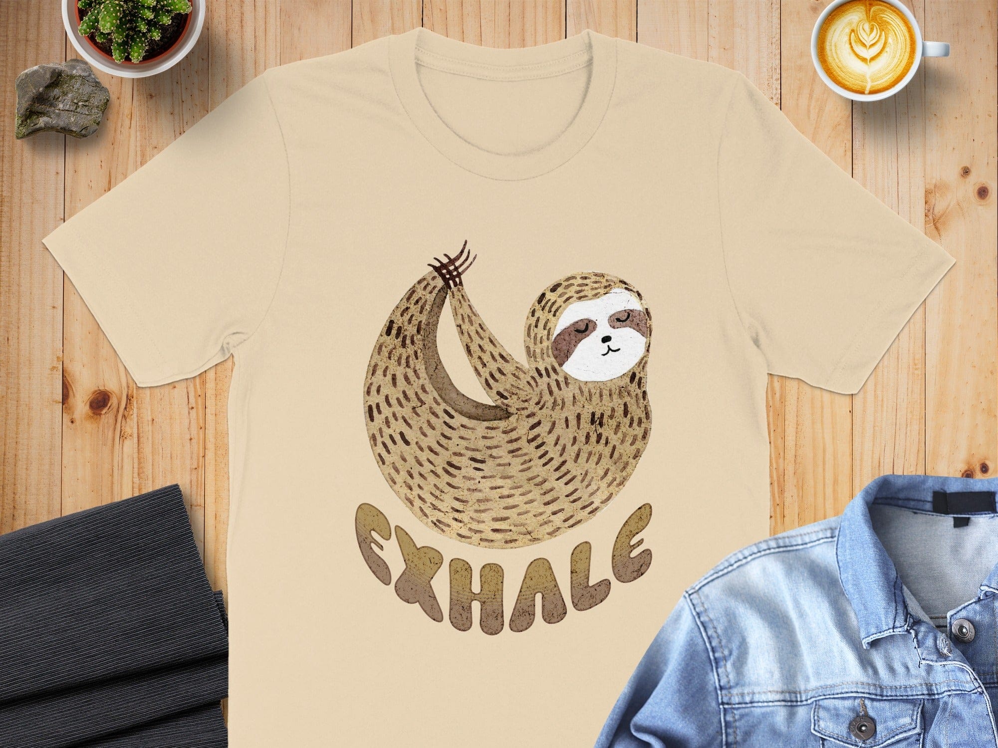 Exhale Sloth Graphic Casual T-Shirt Product