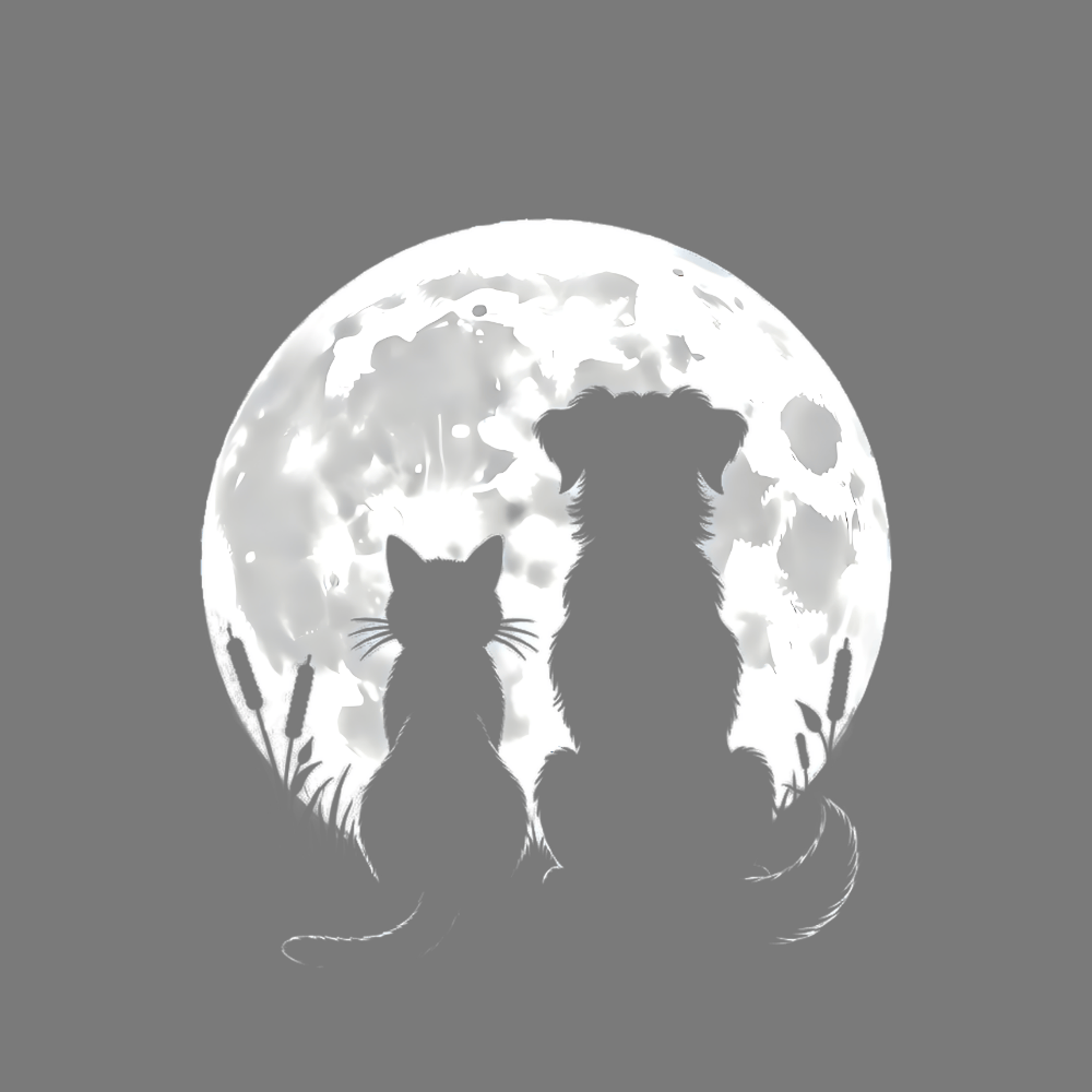 Cat and Dog Silhouette with Full Moon product