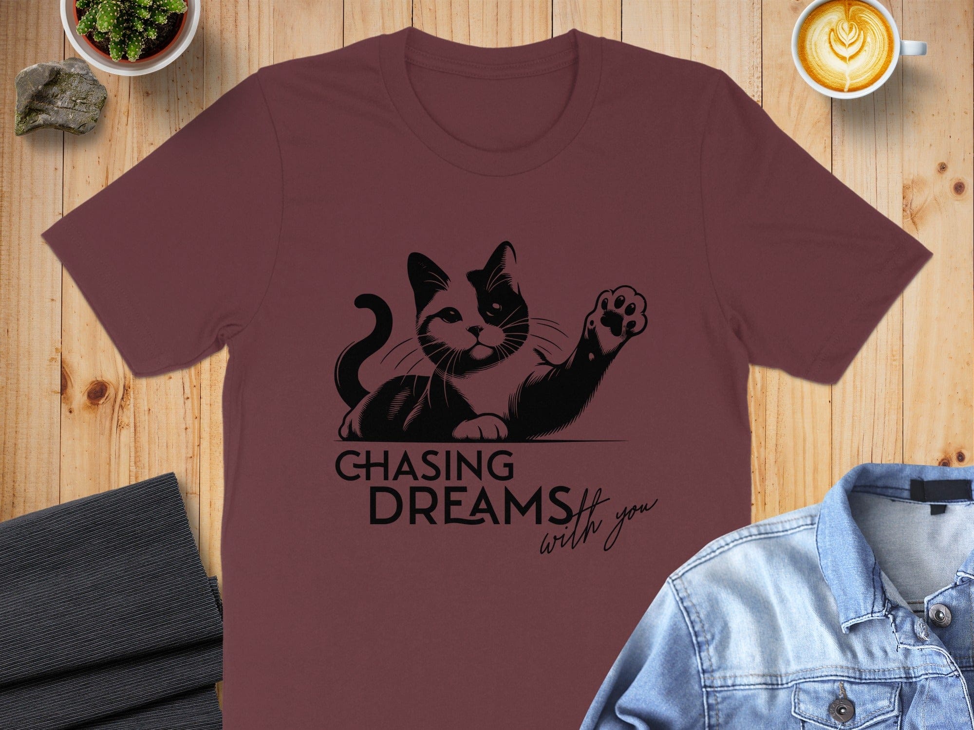 Chasing Dreams With You Cat Graphic T-Shirt