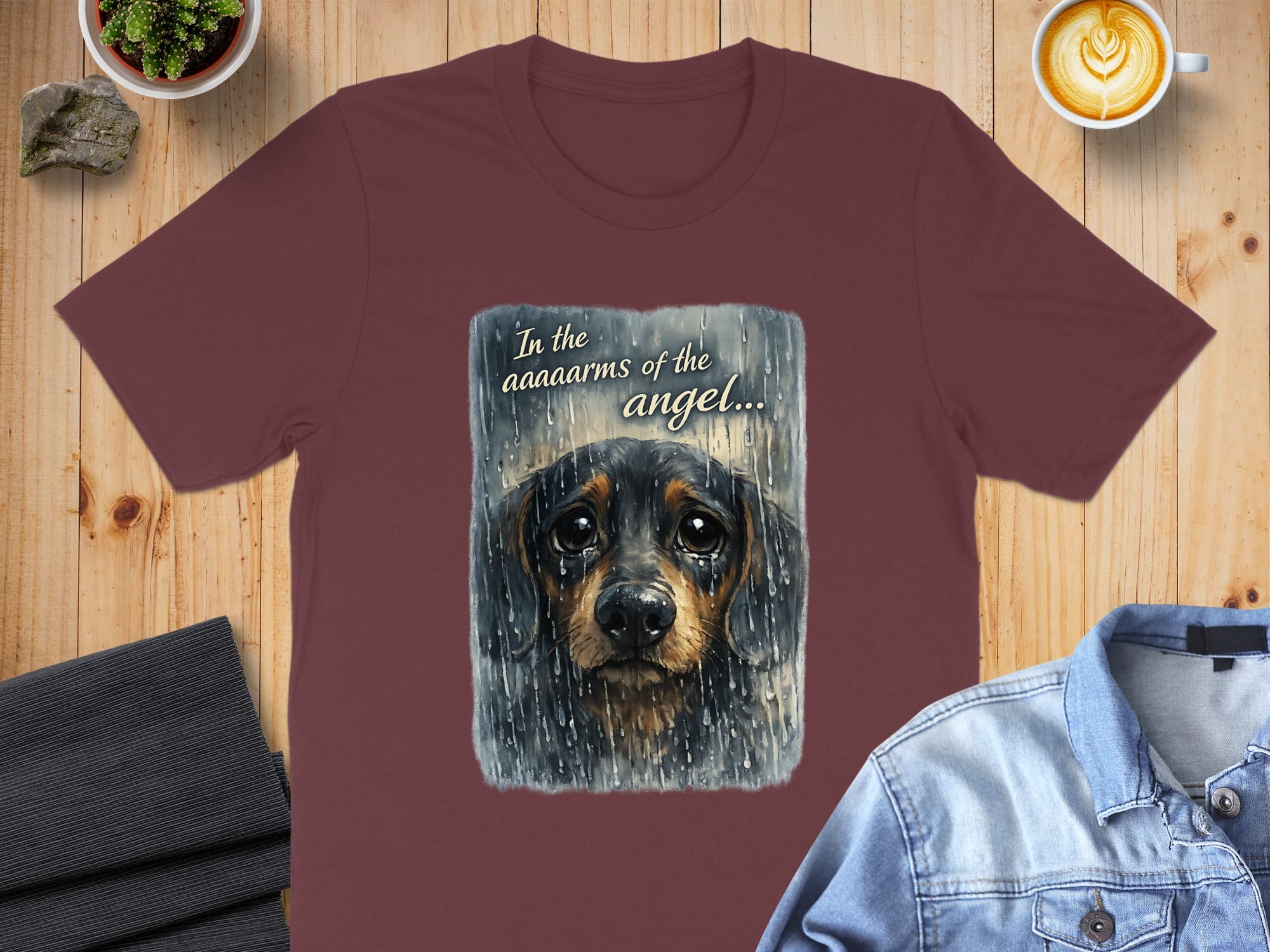 In the aaaaaarms of the angel crying dog shirt