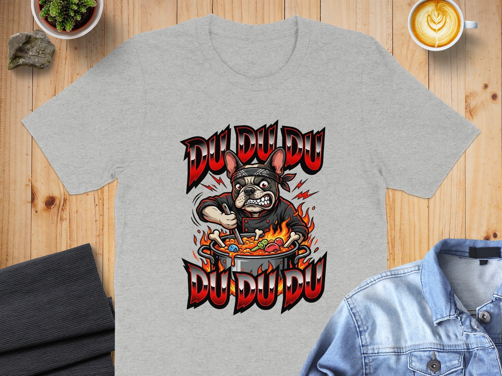 Du Du Du Aggressive Bulldog Illustration T-shirt