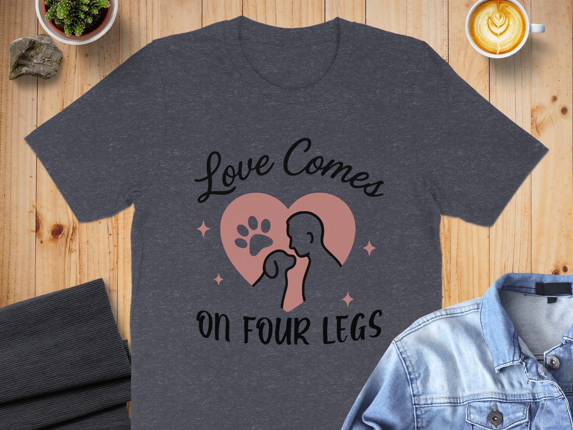 Love Comes On Four Legs Heart and Paw Print Shirt