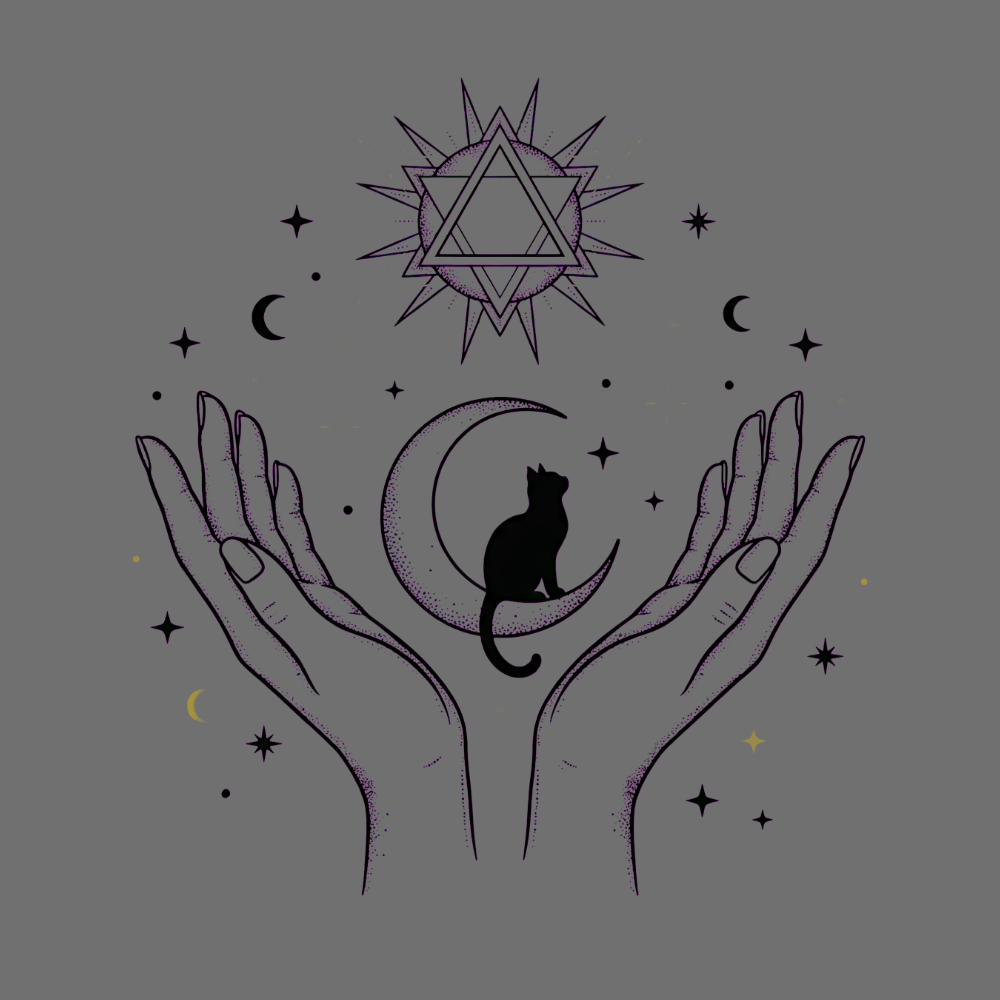 Mystical design with cat and moon product