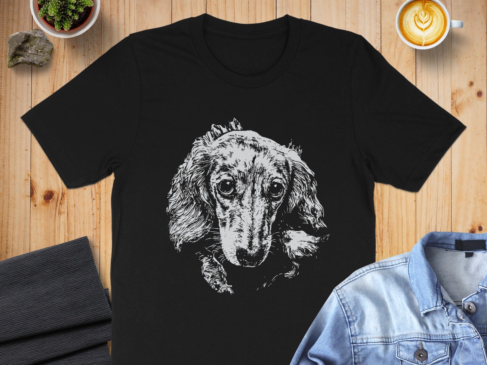 Adorable Dachshund Graphic Black T-shirt Product
