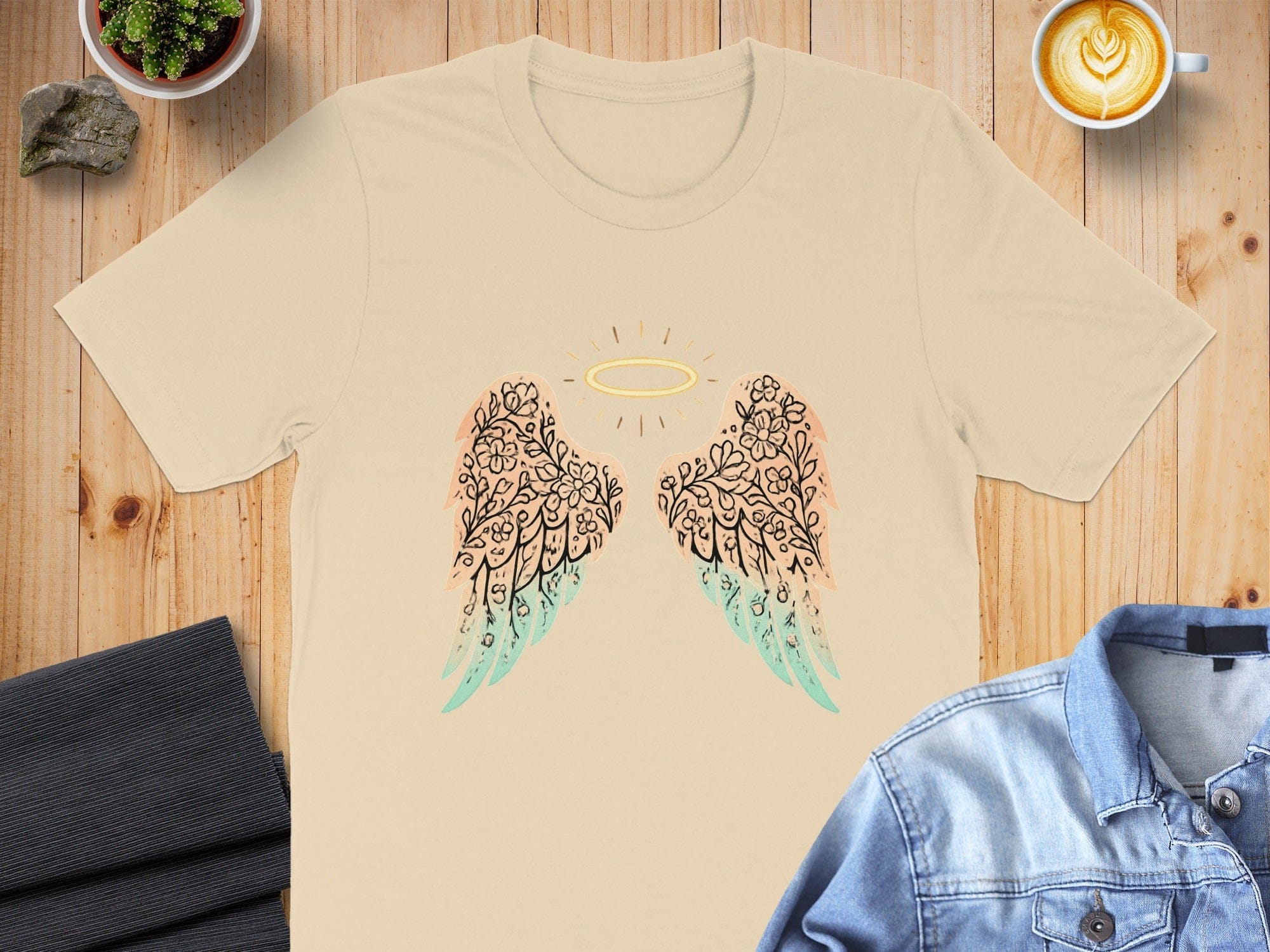 Angel Wings Design Graphic Tee for Fashionable Product