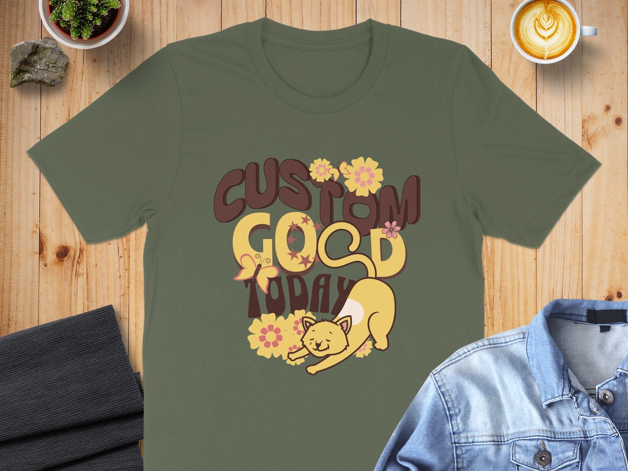 Custom Good Vibes Cat Graphic Tee product