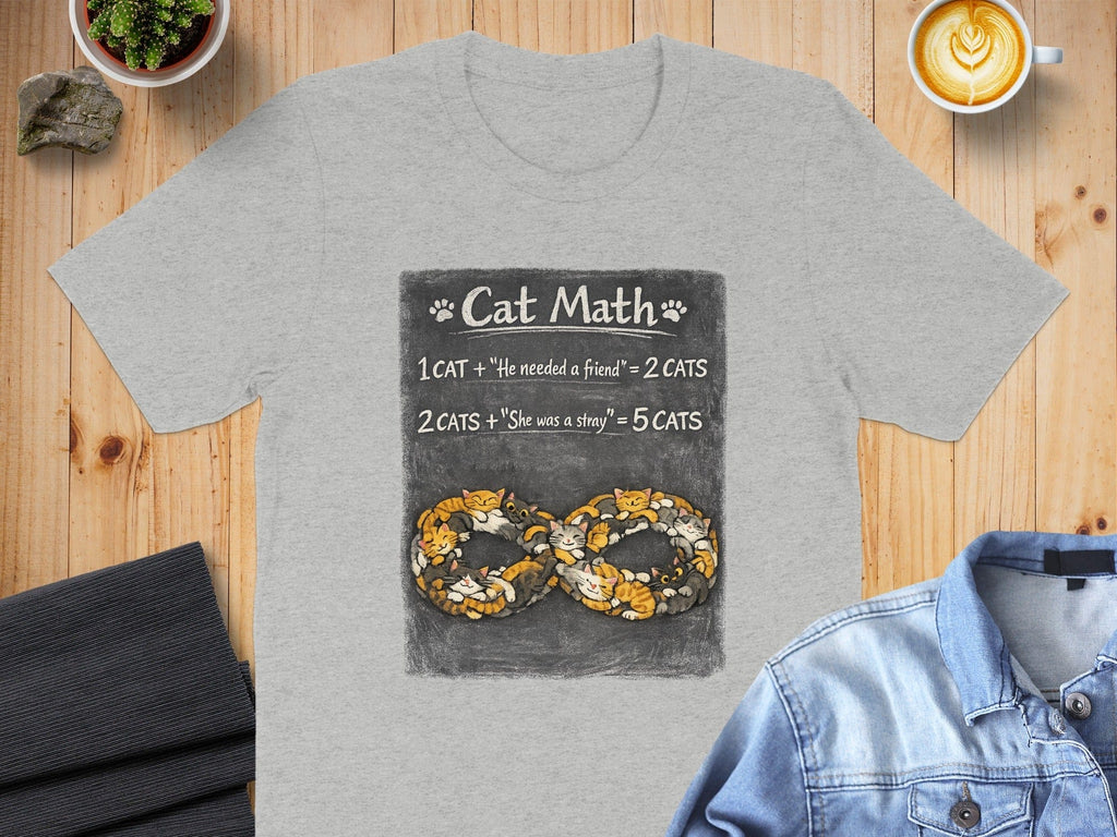 Funny Cat Math Graphic Tee with Cute Cat Illustrations