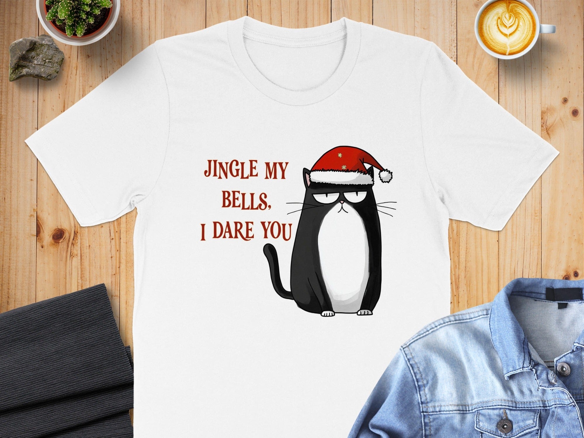 Jingle My Bells I Dare You Santa Cat T-Shirt