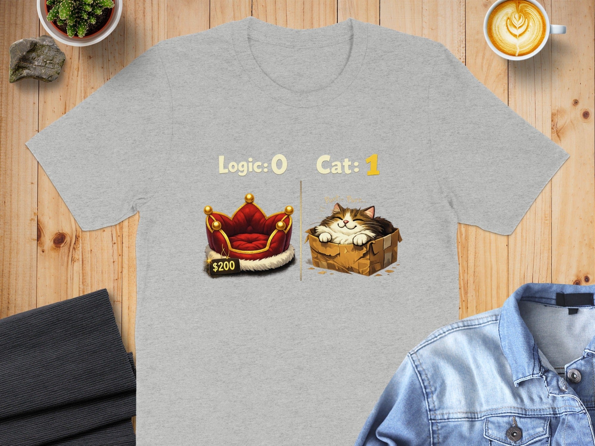 Funny Cat Logic 0 Cat 1 Graphic T-Shirt for Cat Lovers