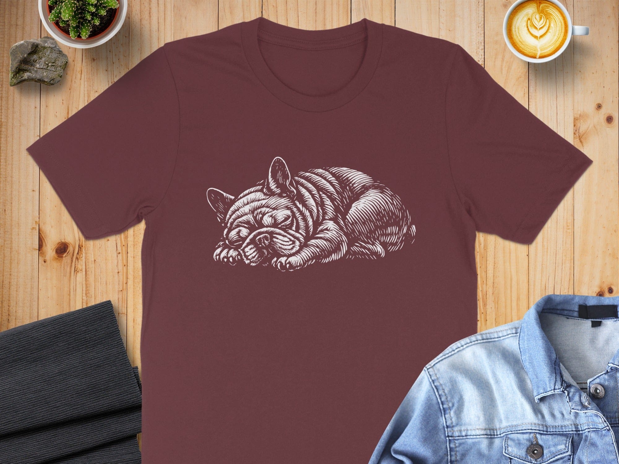 Sleeping Bulldog Graphic Maroon Short Sleeve Shirt