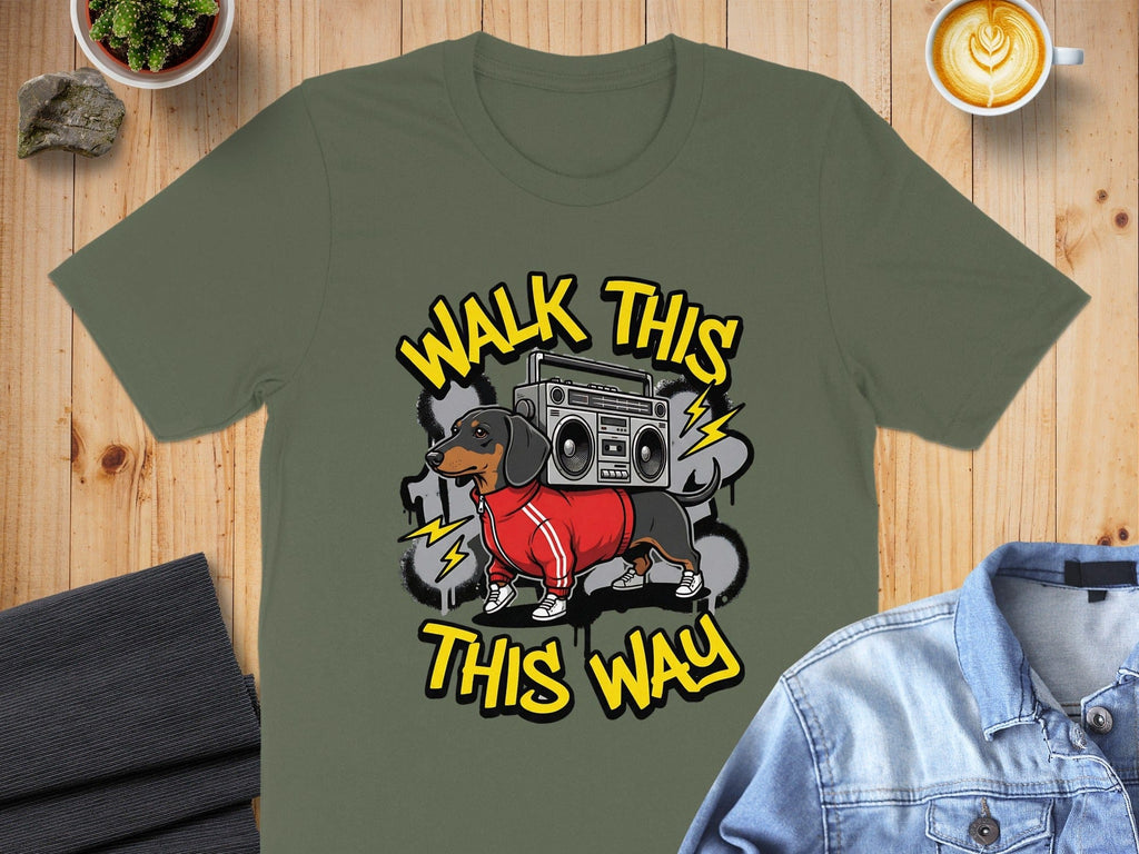 Walk This Way Graphic Dog with Boombox T-shirt