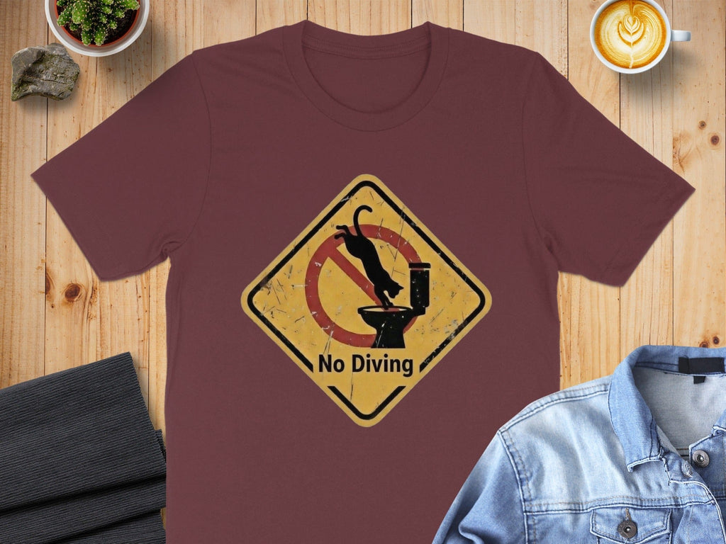 No Diving Funny Toilet Warning Sign T-Shirt