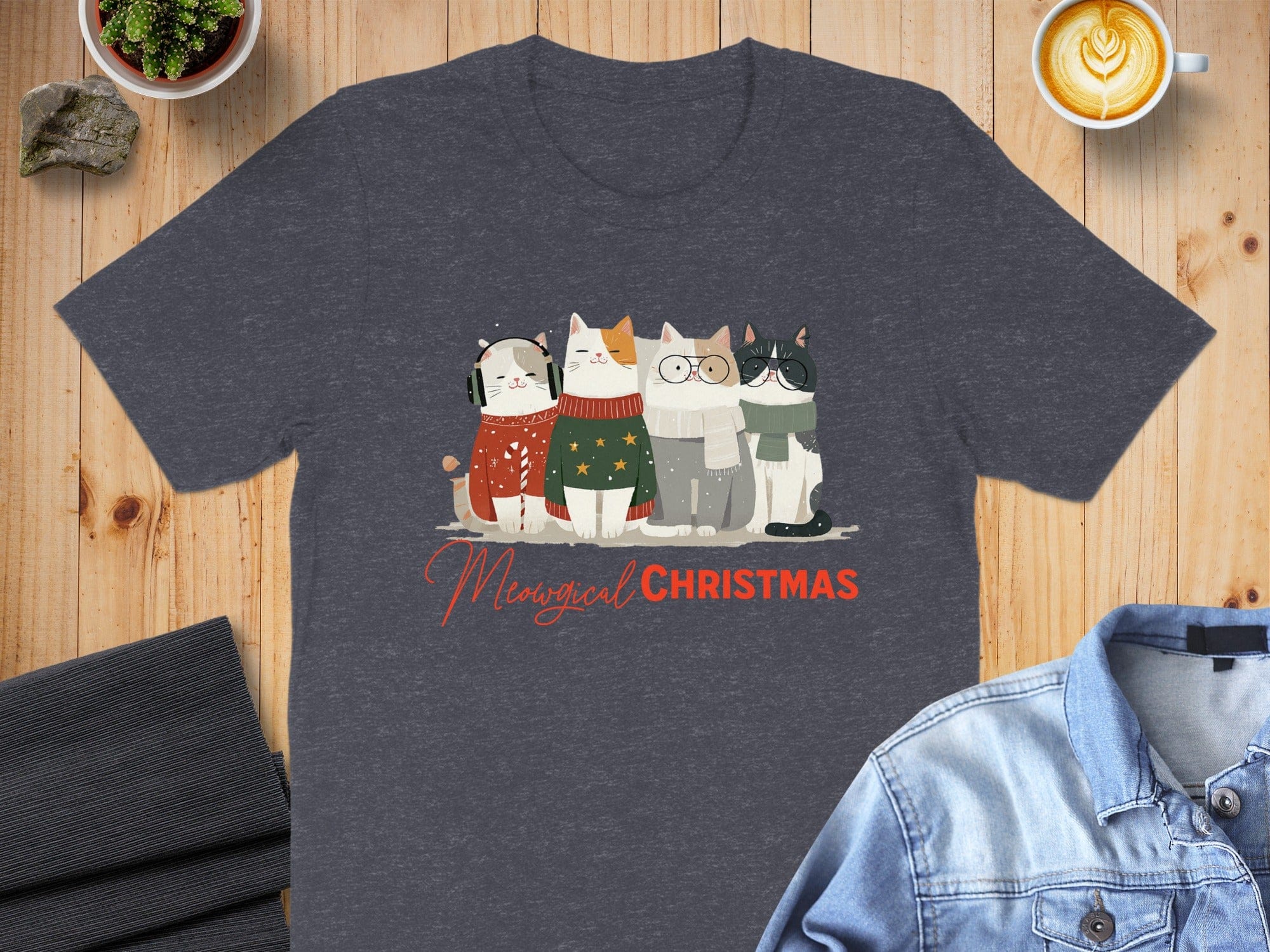 Magical Christmas Cute Cats Graphic T-shirt