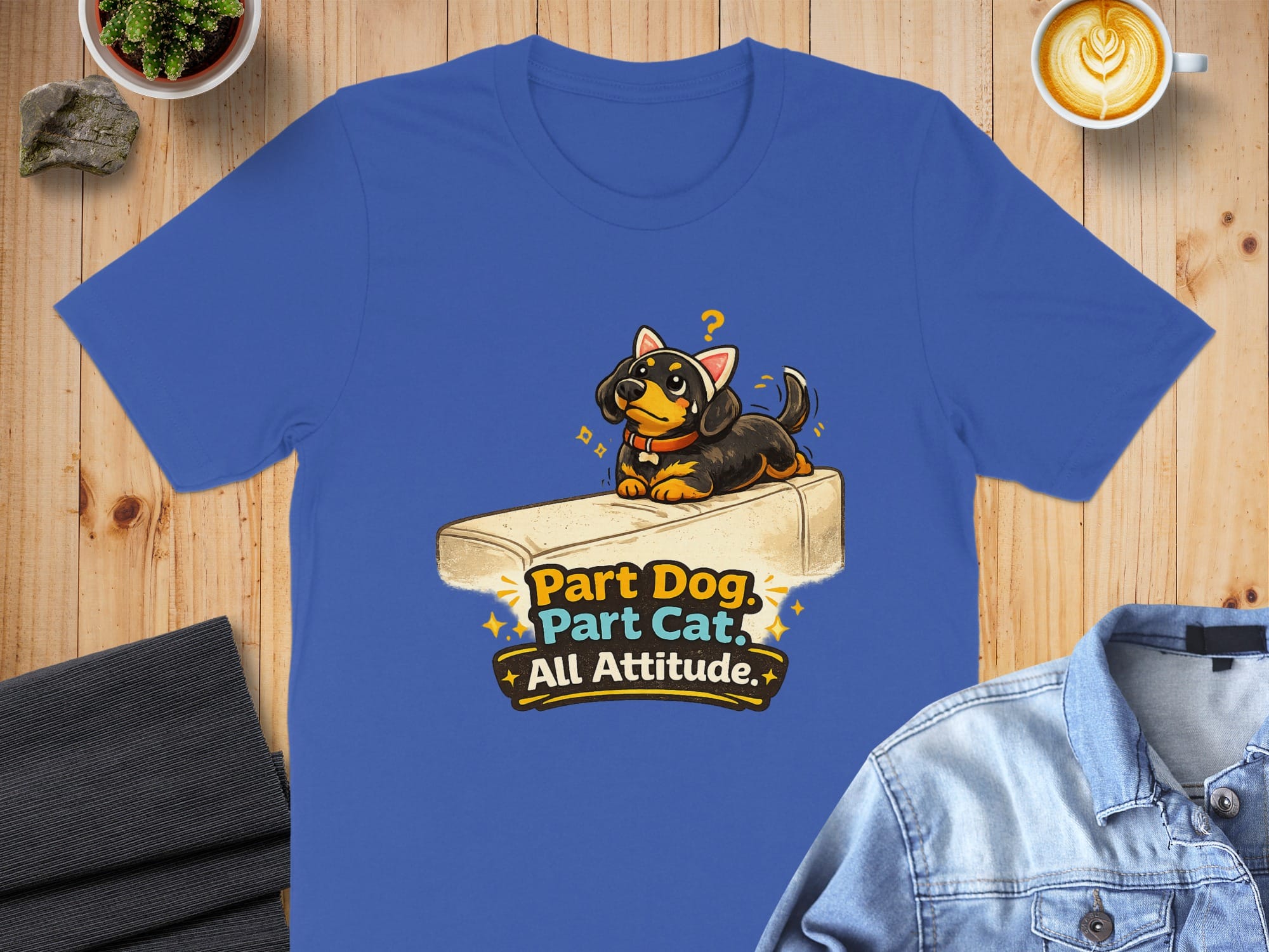 Part Dog Part Cat All Attitude Graphic T-Shirt