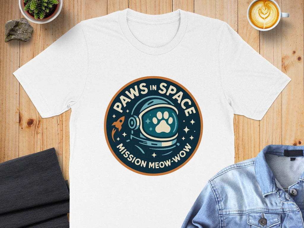 Paws in Space Mission Meow Wow design shirt
