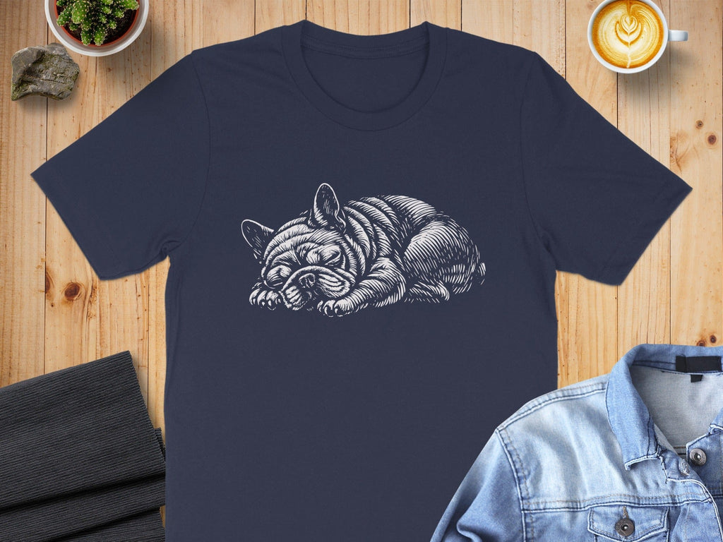 Cute Sleeping French Bulldog Graphic T-shirt Design