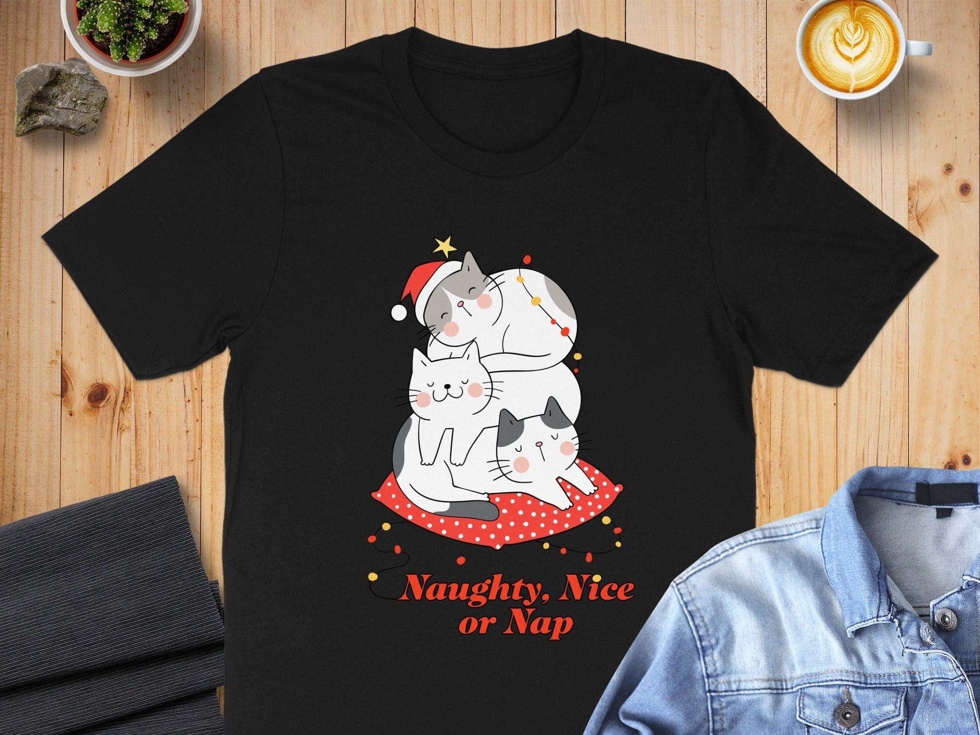 Naughty Nice or Nap Cute Cat Graphic Tee product