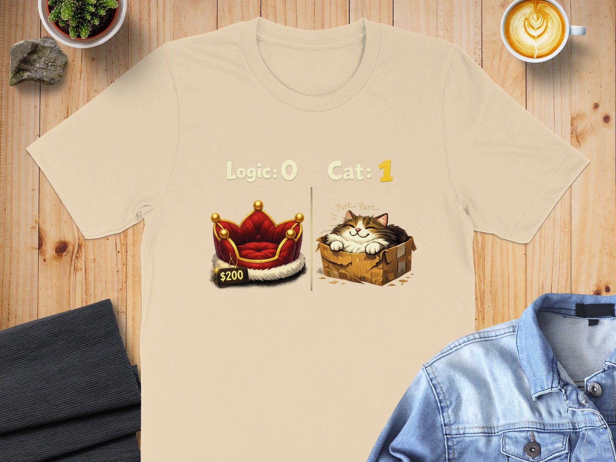 Logic 0 Cat 1 Cute Cat Box Graphic T-Shirt
