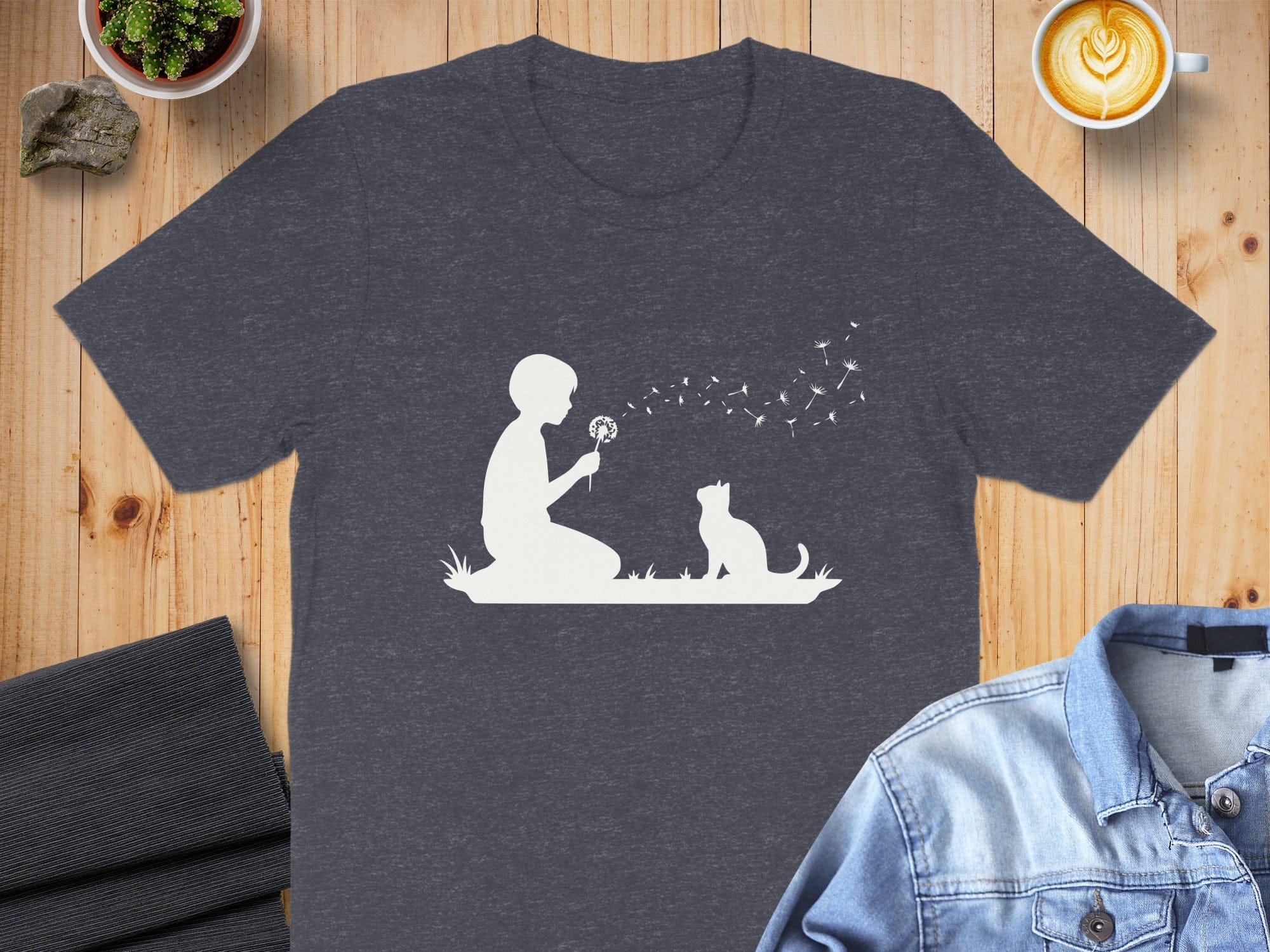 Blow Dandelion with Cat Graphic Printed Unisex T-Shirt