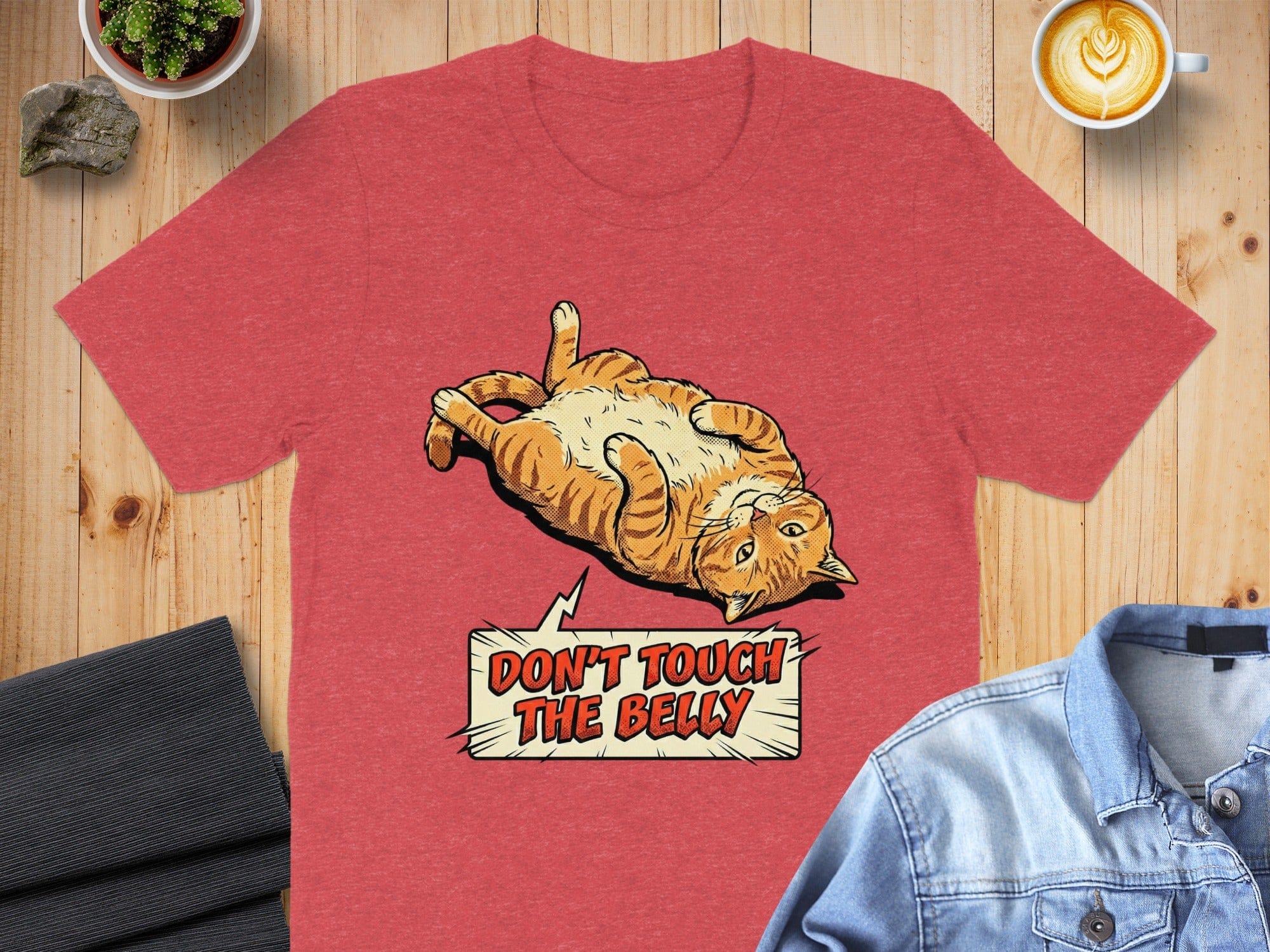 Don't Touch The Belly Funny Cat Graphic T-Shirt