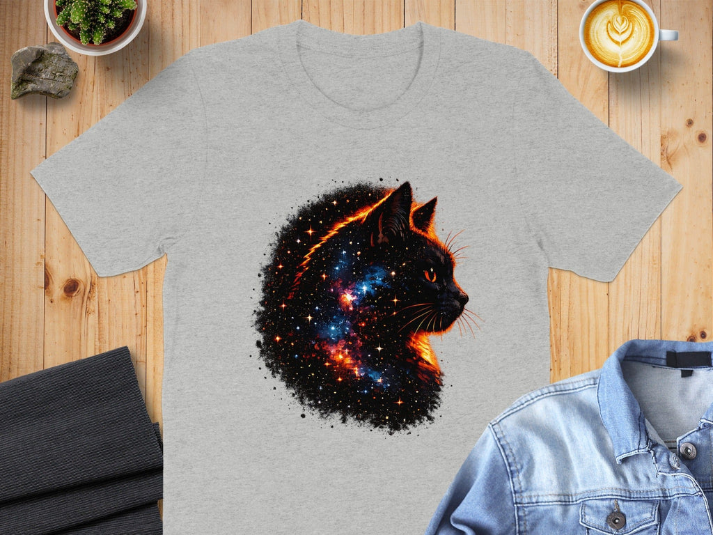 Cosmic Cat in Galaxy Design Graphic T-Shirt