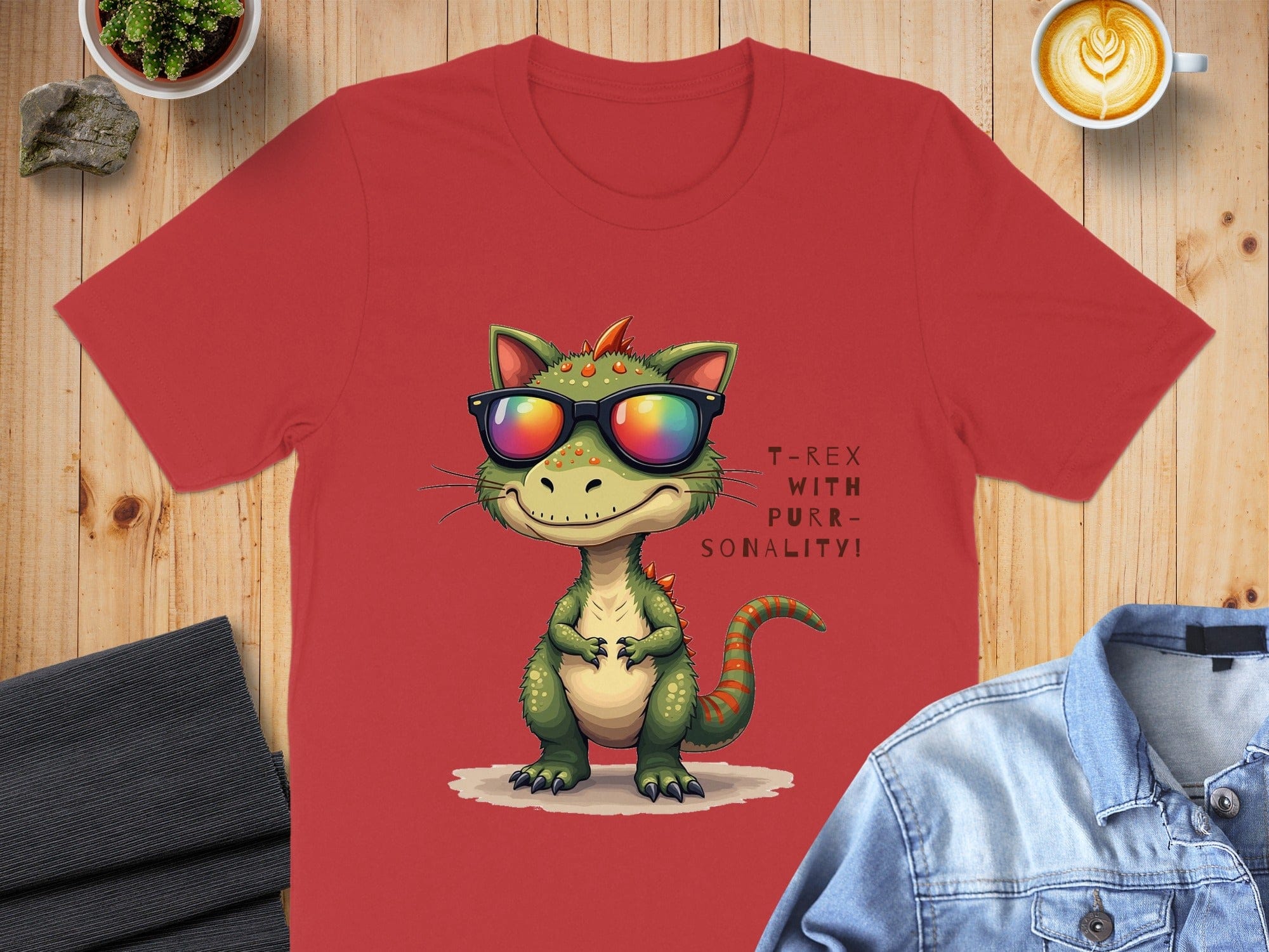 T-Rex With Purr-sonality Cat Dinosaur T-Shirt