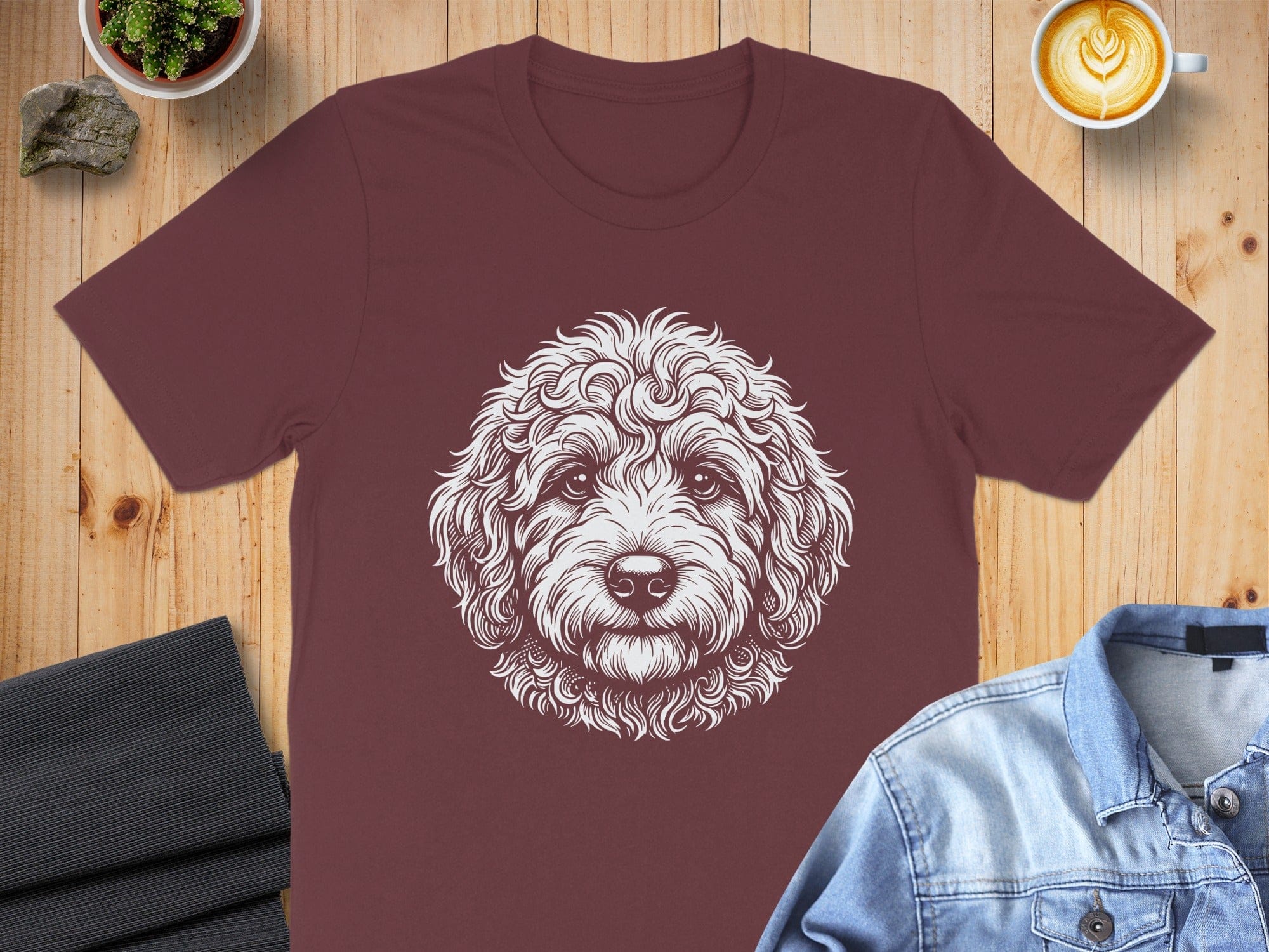 Graphic Tee with Adorable Detailed Dog Face Design