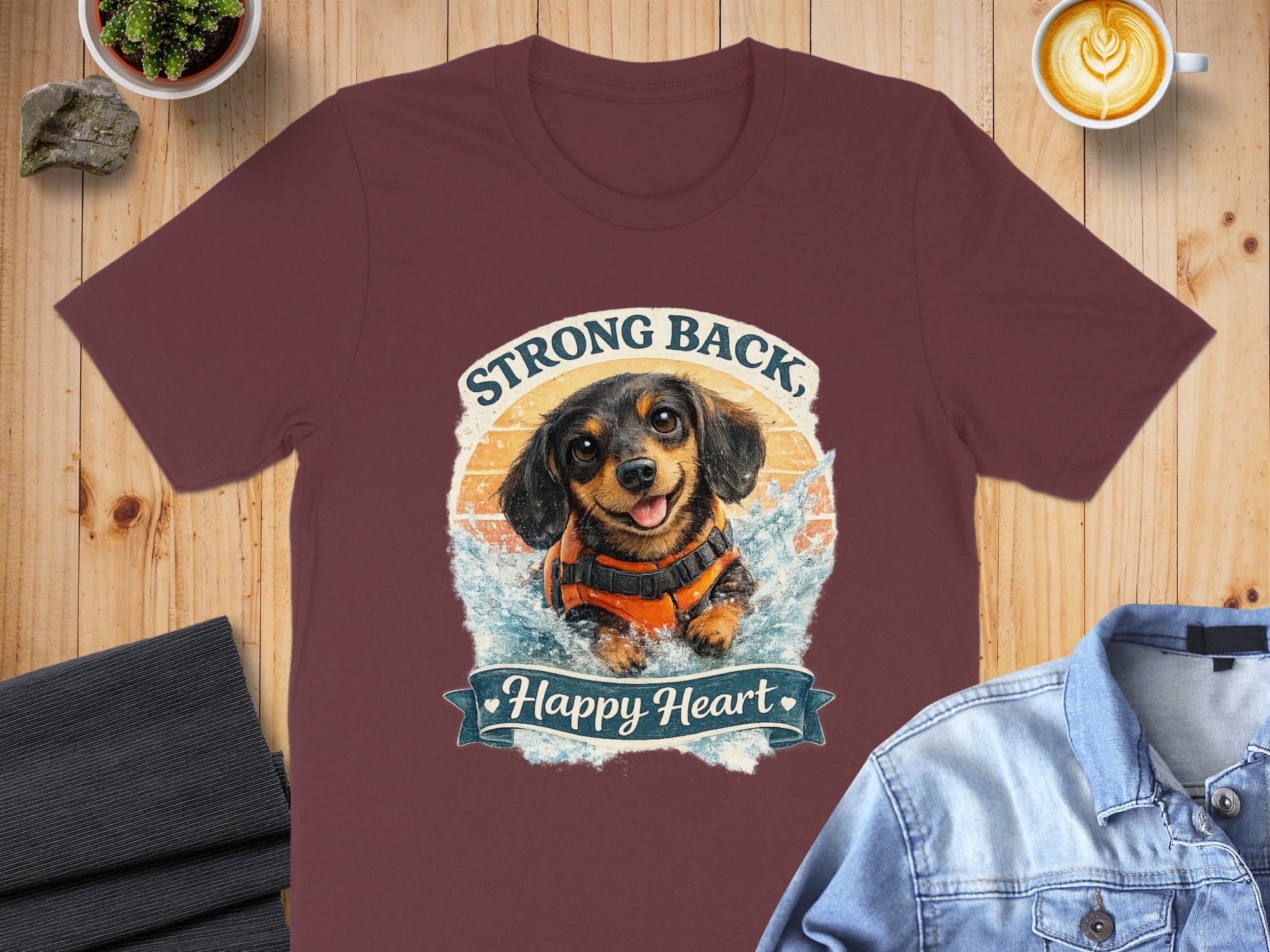 Strong Back Happy Heart Dog Graphic Tee Shirt