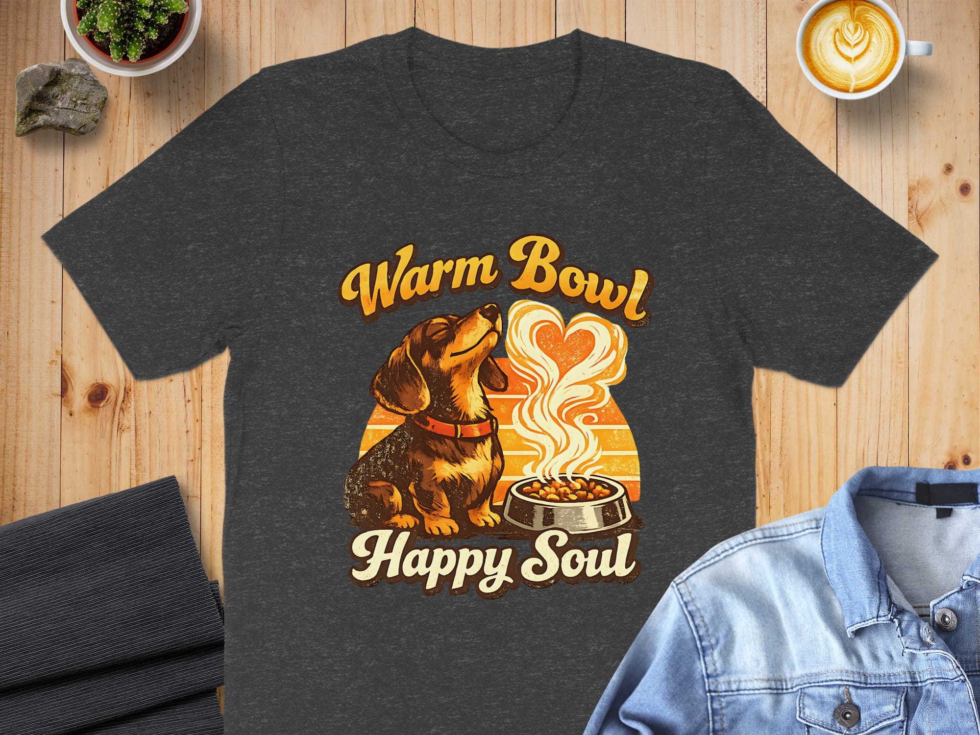 Warm Bowl Happy Soul Dachshund Graphic T-Shirt