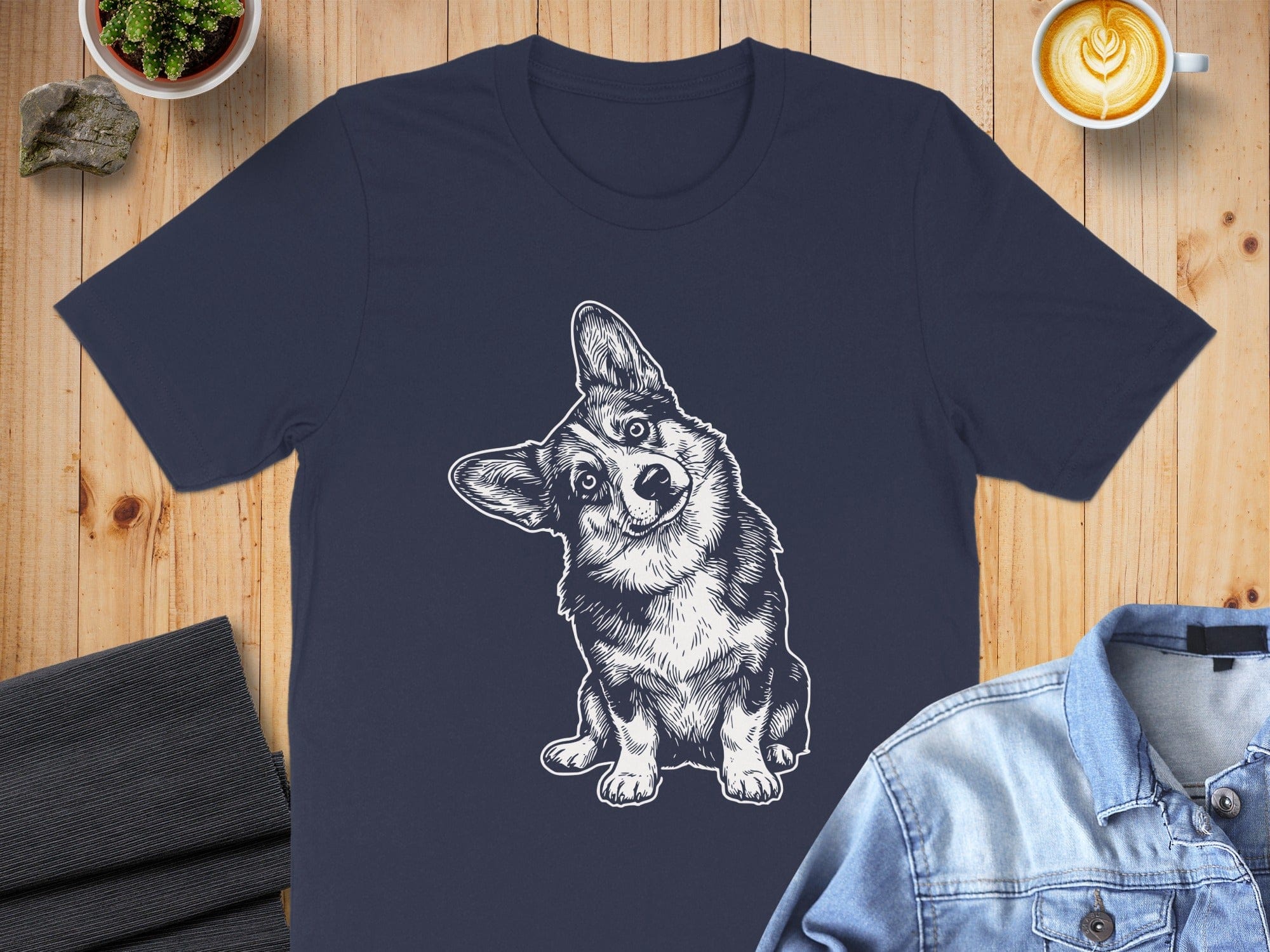 Adorable Corgi Graphic Design Printed T-Shirt