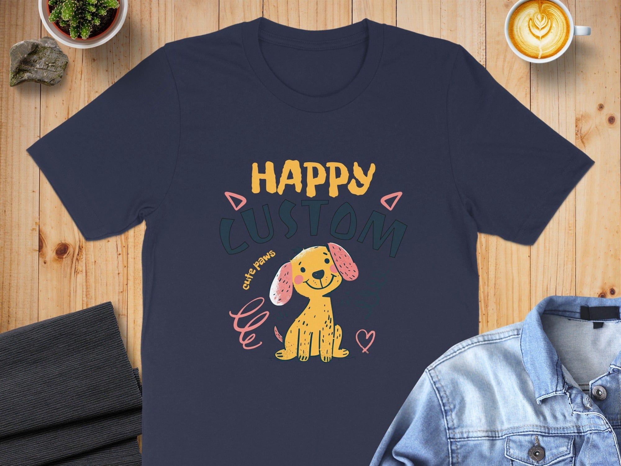 Happy Custom Cute Puppy Graphic Printed Shirt