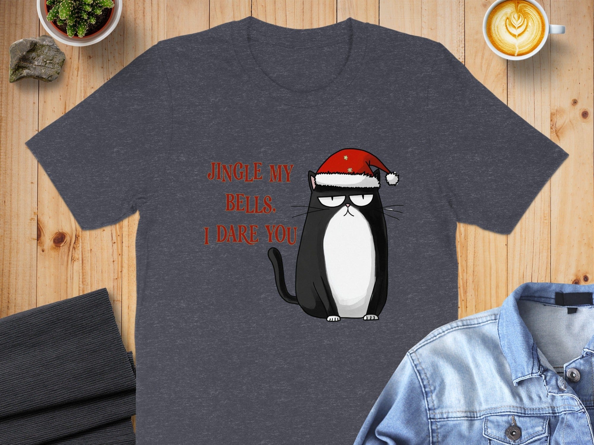 Jingle My Bells I Dare You Funny Cat Graphic T-Shirt