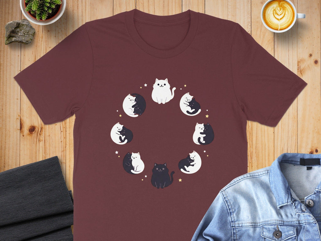 Cute Cat Circle Design Graphic T-Shirt for Cat Lovers