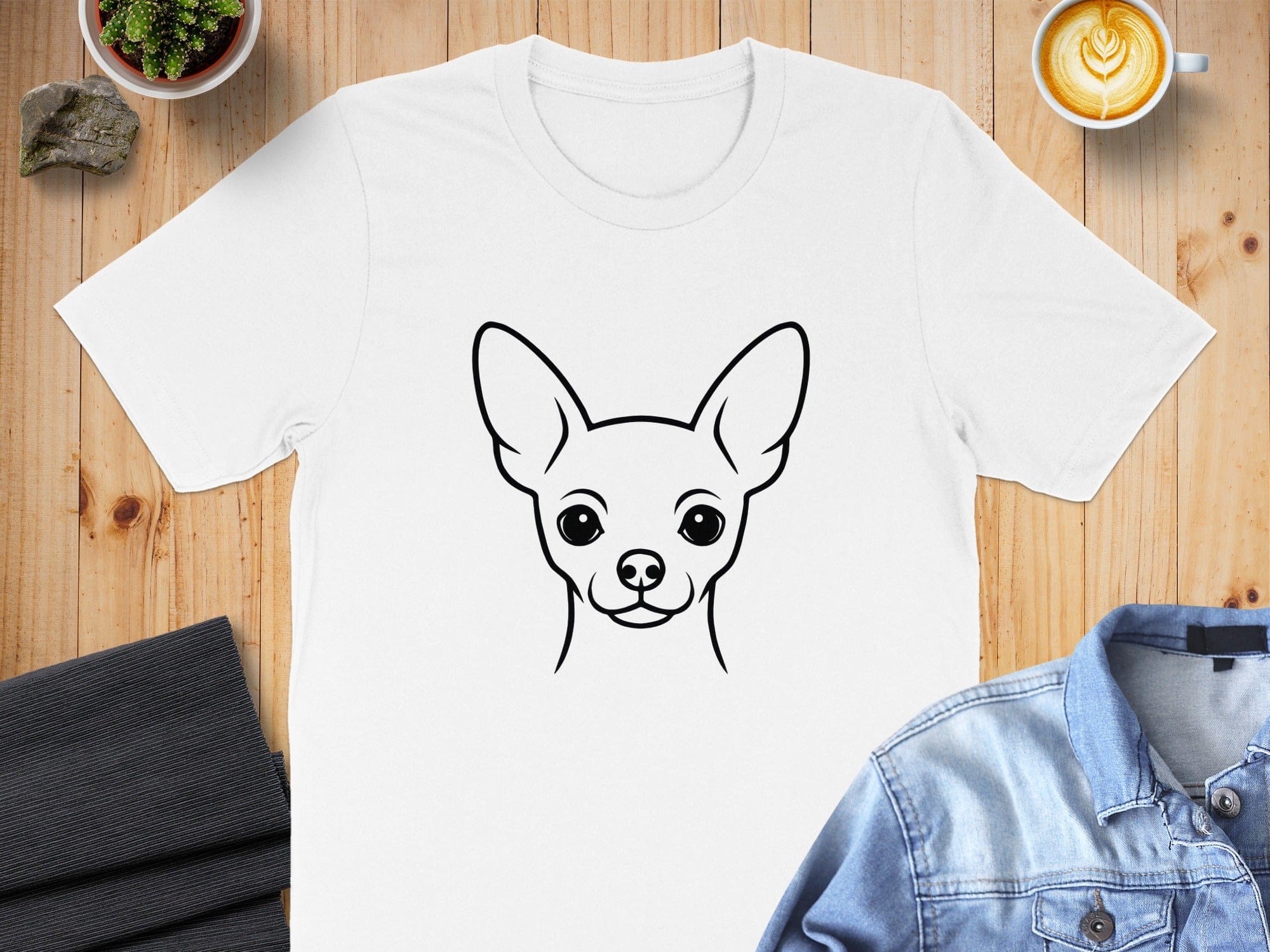 Simple Line Art Chihuahua Dog Design T-shirt