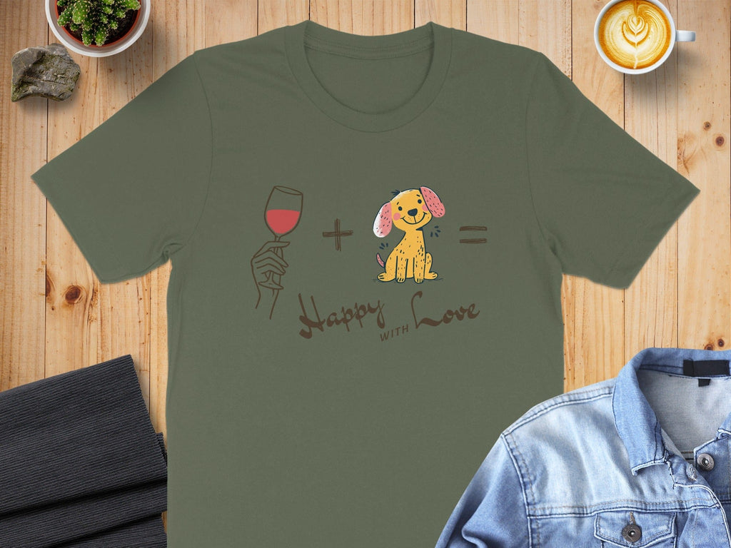 Happy With Love Dog and Wine Graphic Tee product