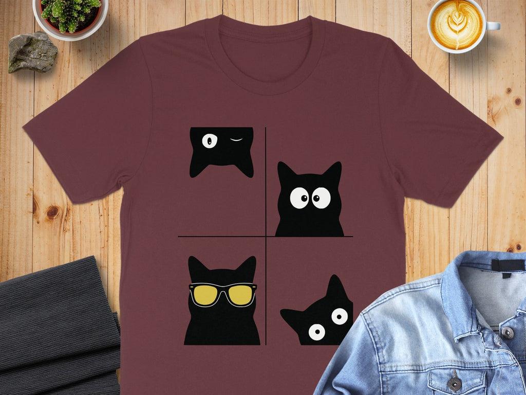 Four Cat Faces Design T-Shirt Cute Cats Design Shirt