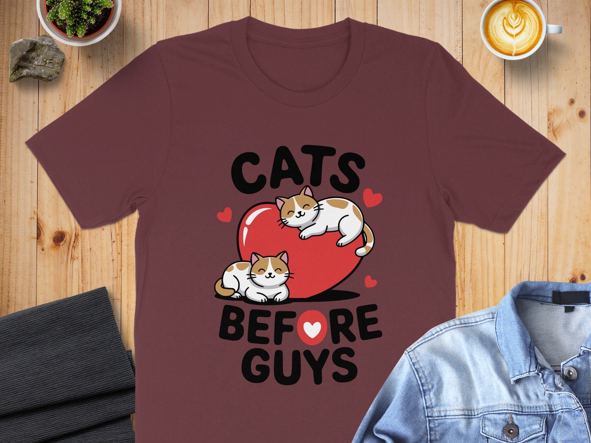 Cats Before Guys Graphic T-Shirt for Cat Lovers