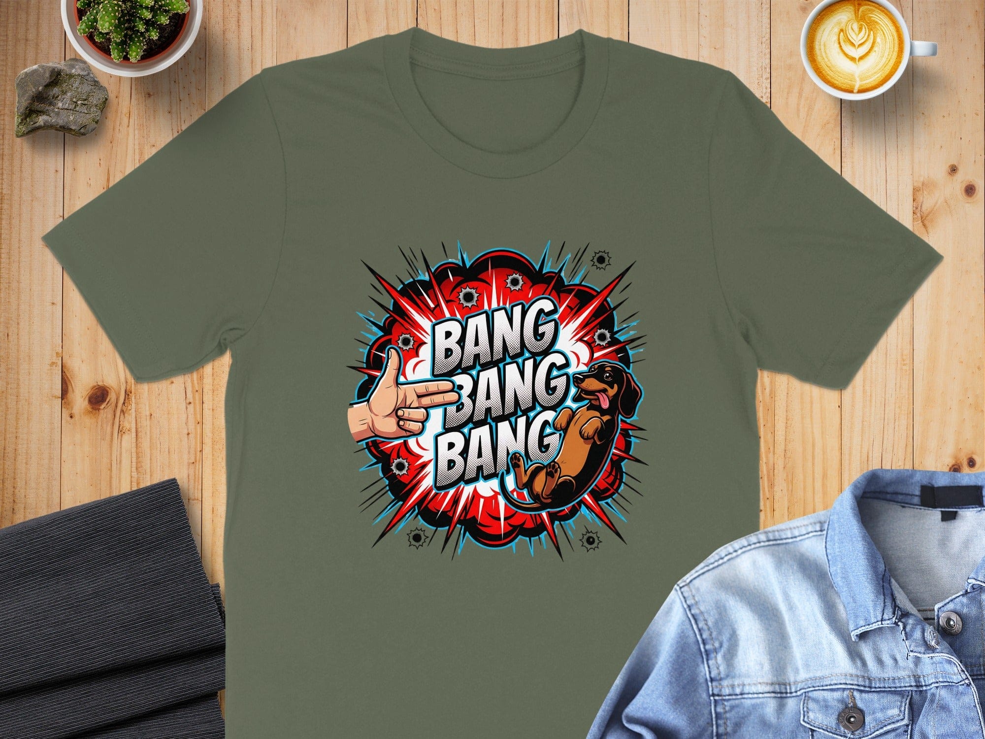 Bang Bang Bang Funny Dog Graphic T-Shirt for Casual Wear