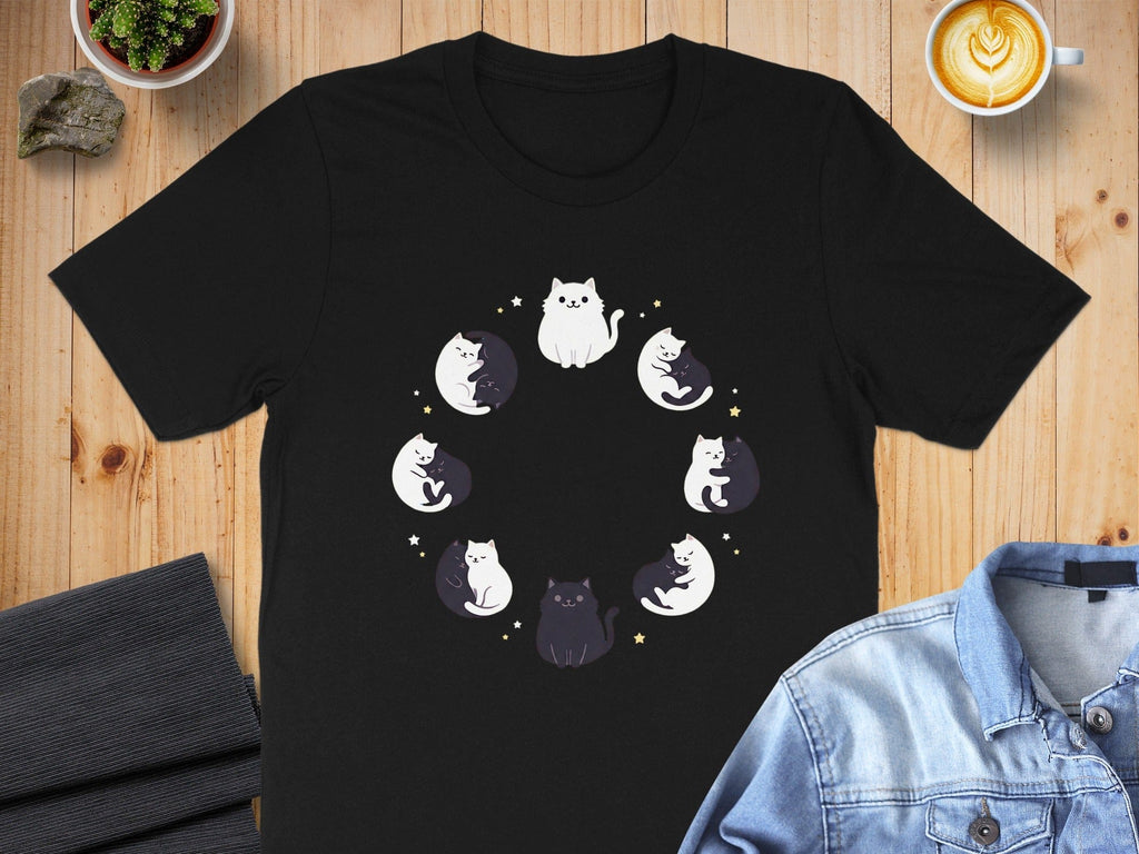 Cute Yin Yang Cats in Circular Pattern Shirt