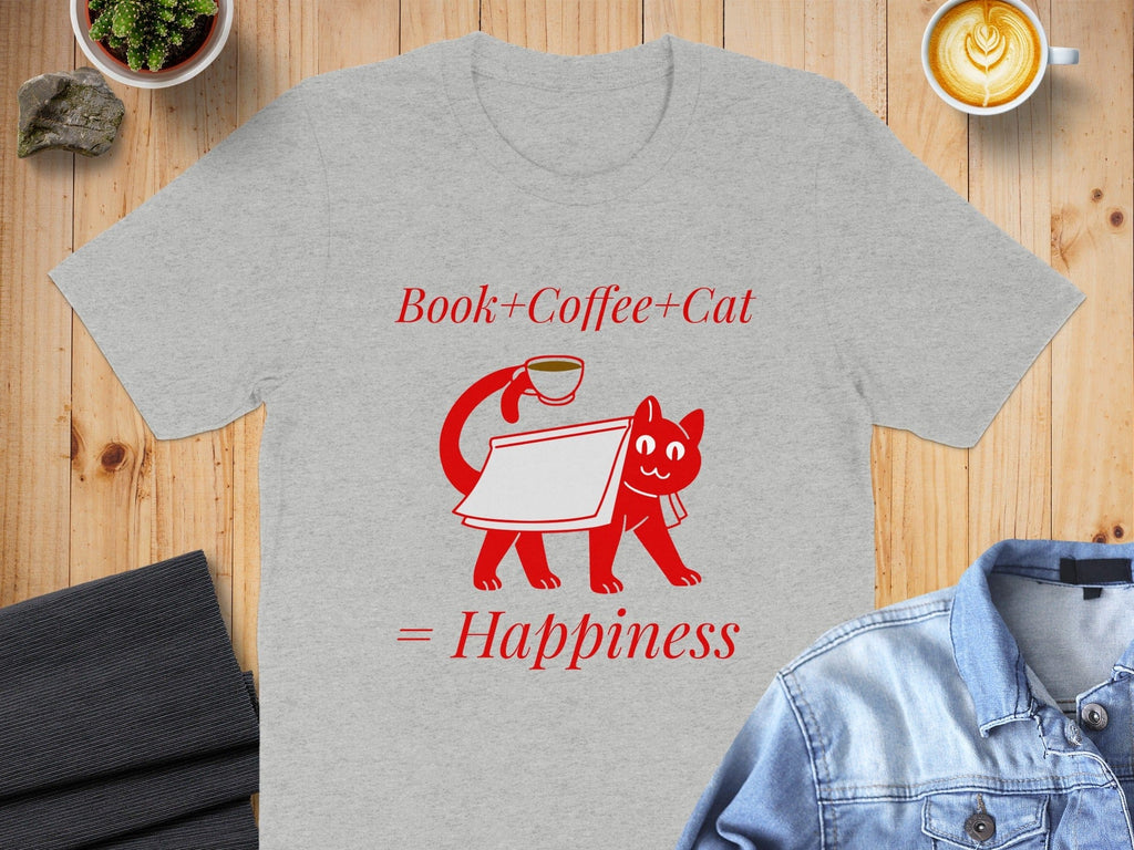 Book Coffee Cat Equals Happiness Shirt