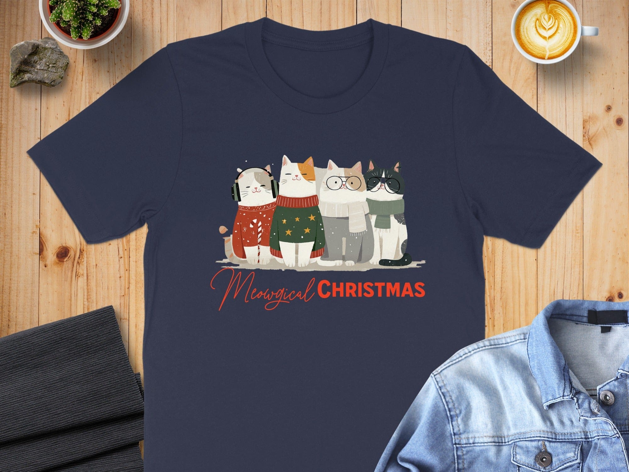 Meowgical Christmas Cat Illustration Shirt