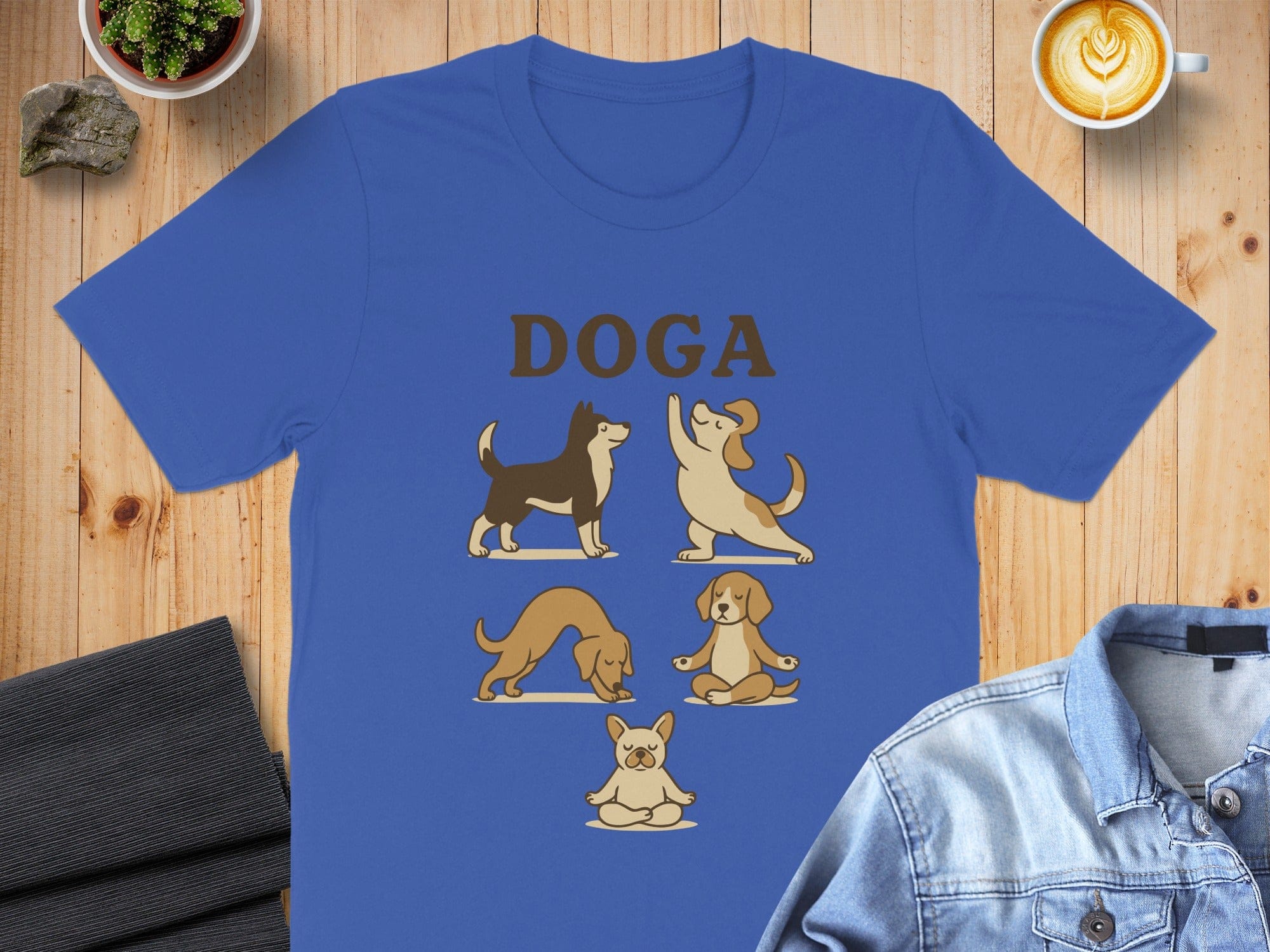 Yoga-Inspired Cute Dog Cartoon Graphic T-Shirt