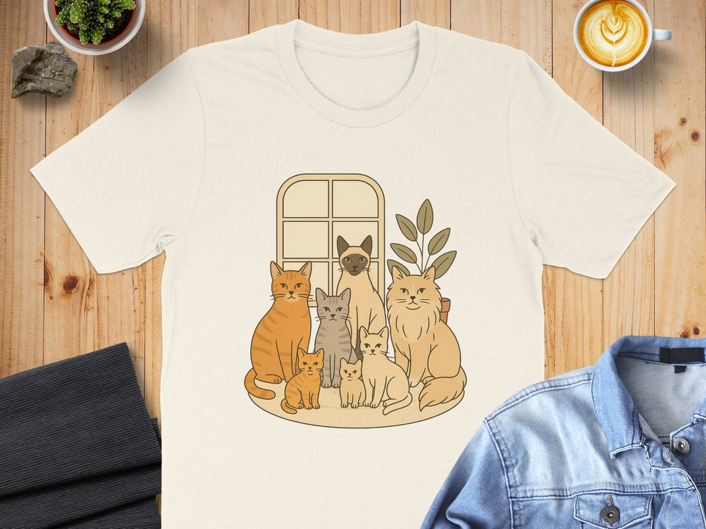 Charming Cat Family Illustration T-Shirt Product