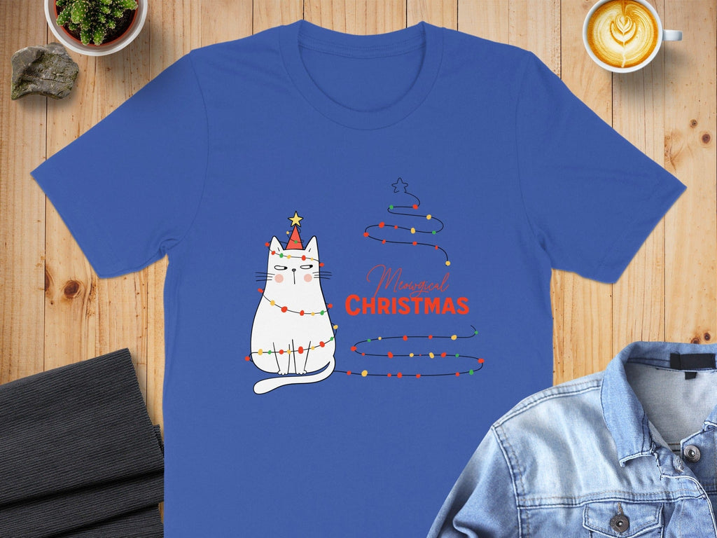 Magical Christmas Cat with Festive Lights Shirt