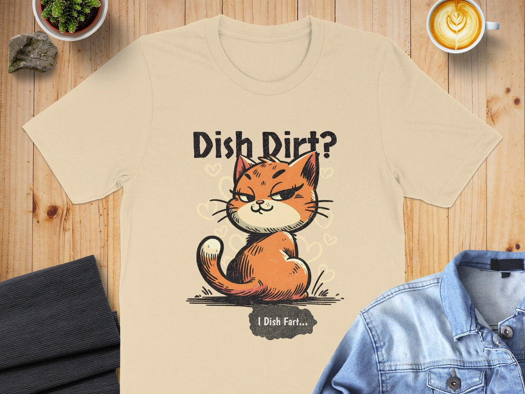 Dish Dirt Cute Orange Cat Graphic T-Shirt