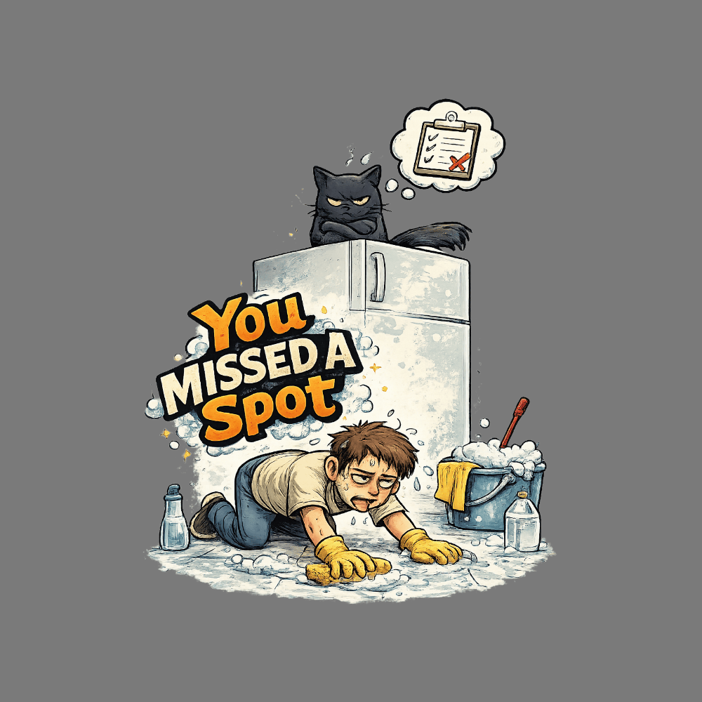 You Missed a Spot with Cat Watching Funny Artwork